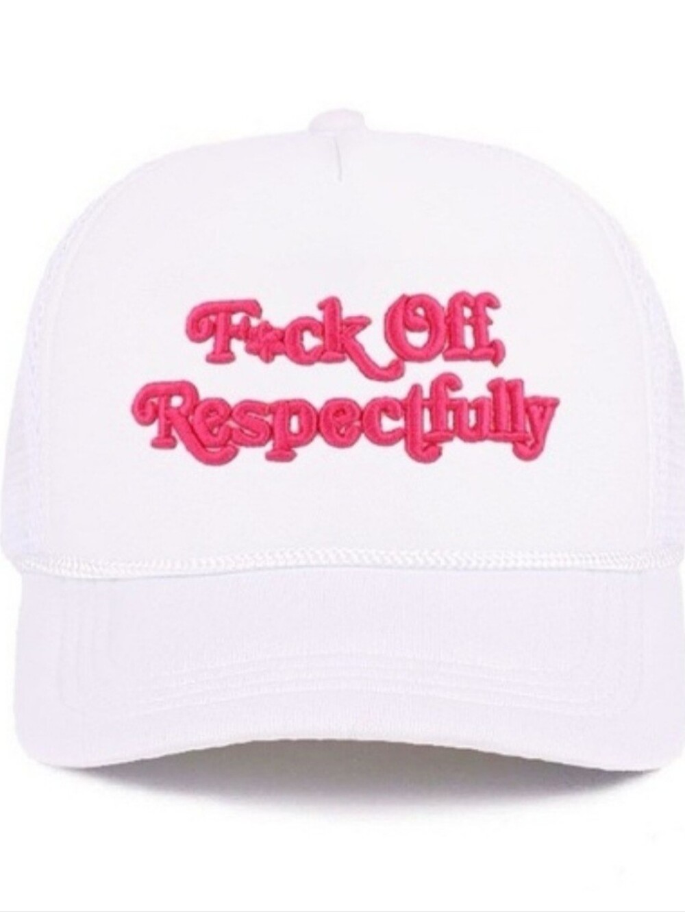 Zenana Outfitters White and Pink Mesh Trucker Cap NWOT